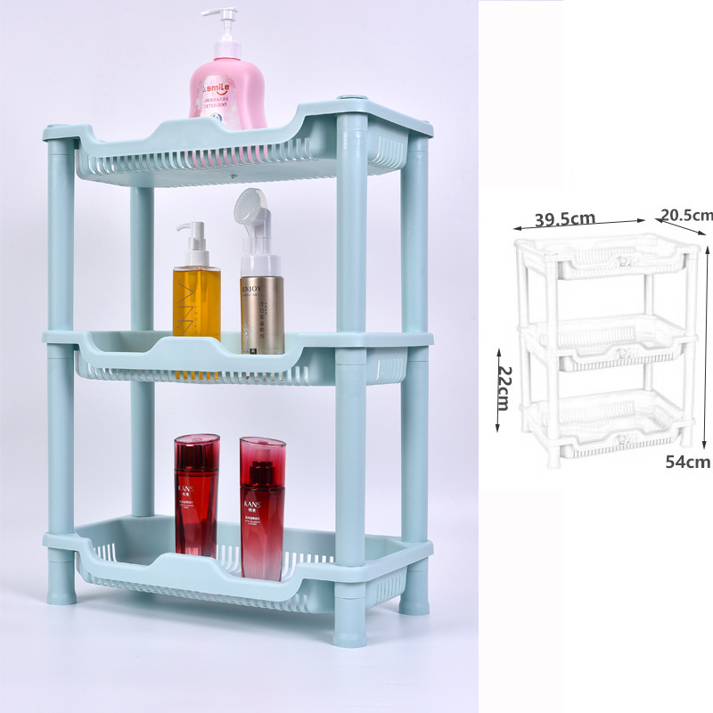 Etajeră de depozitare din plastic, cu bază triunghiulară tripod, pentru baie și bucătărie, 3 etaje, încărcare 5–10 kg