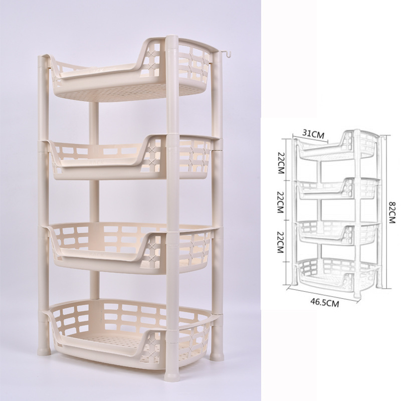 Etajeră de depozitare din plastic, cu bază triunghiulară tripod, pentru baie și bucătărie, 3 etaje, încărcare 5–10 kg