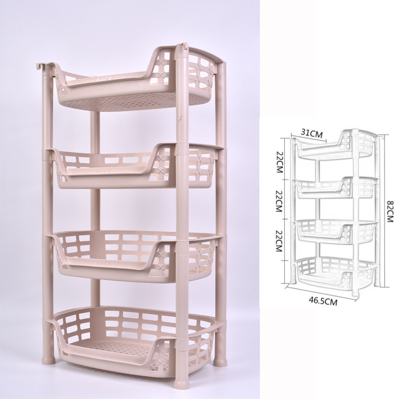 Etajeră de depozitare din plastic, cu bază triunghiulară tripod, pentru baie și bucătărie, 3 etaje, încărcare 5–10 kg