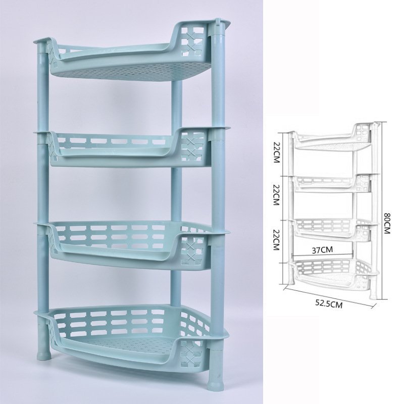 Etajeră de depozitare din plastic, cu bază triunghiulară tripod, pentru baie și bucătărie, 3 etaje, încărcare 5–10 kg