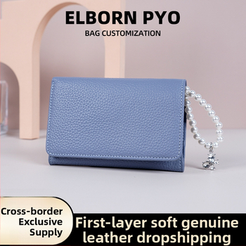 Portofel monede din nailon cu piele de vițel în stratul superior și microfibră; ultra-ușor; anti-furt; căptușeală din piele naturală; stil urban simplu