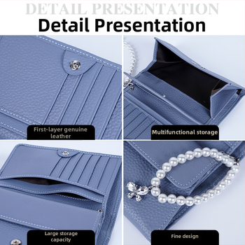 Portofel monede din nailon cu piele de vițel în stratul superior și microfibră; ultra-ușor; anti-furt; căptușeală din piele naturală; stil urban simplu