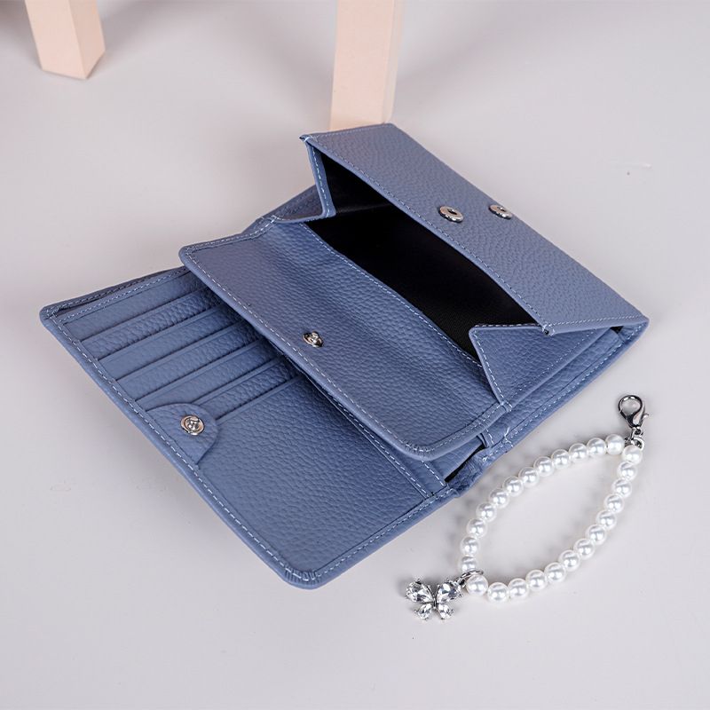 Portofel monede din nailon cu piele de vițel în stratul superior și microfibră; ultra-ușor; anti-furt; căptușeală din piele naturală; stil urban simplu