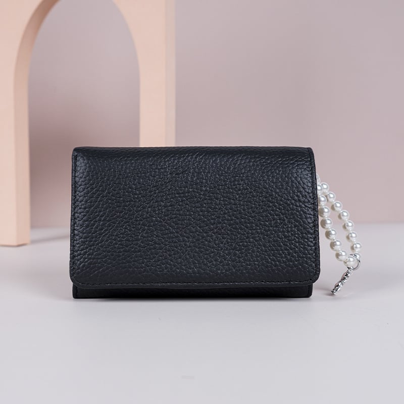 Portofel monede din nailon cu piele de vițel în stratul superior și microfibră; ultra-ușor; anti-furt; căptușeală din piele naturală; stil urban simplu