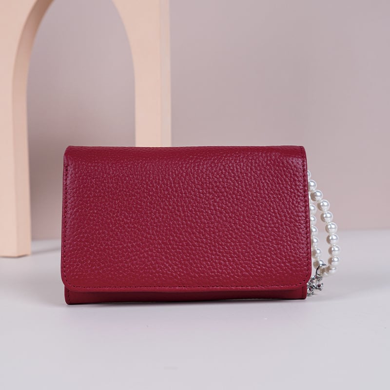 Portofel monede din nailon cu piele de vițel în stratul superior și microfibră; ultra-ușor; anti-furt; căptușeală din piele naturală; stil urban simplu