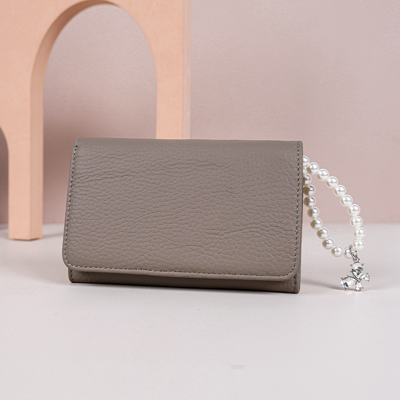 Portofel monede din nailon cu piele de vițel în stratul superior și microfibră; ultra-ușor; anti-furt; căptușeală din piele naturală; stil urban simplu