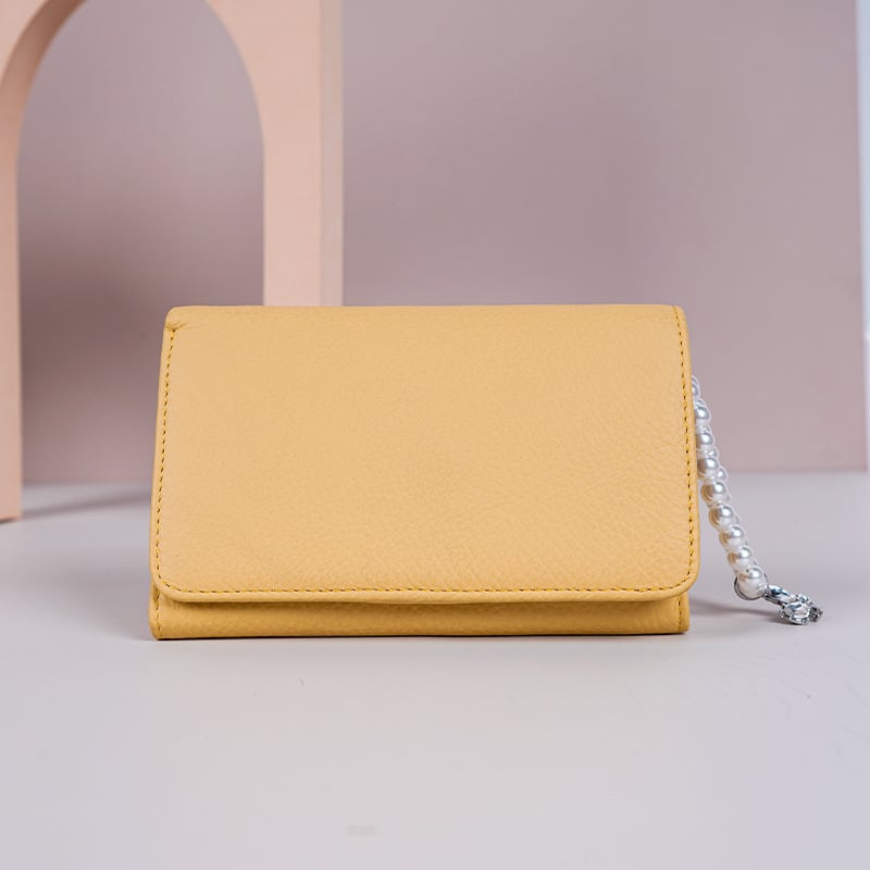 Portofel monede din nailon cu piele de vițel în stratul superior și microfibră; ultra-ușor; anti-furt; căptușeală din piele naturală; stil urban simplu