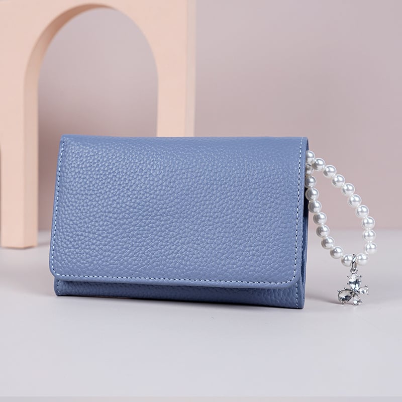 Portofel monede din nailon cu piele de vițel în stratul superior și microfibră; ultra-ușor; anti-furt; căptușeală din piele naturală; stil urban simplu