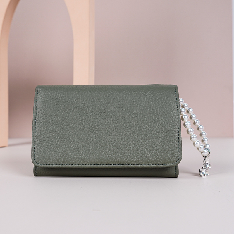 Portofel monede din nailon cu piele de vițel în stratul superior și microfibră; ultra-ușor; anti-furt; căptușeală din piele naturală; stil urban simplu