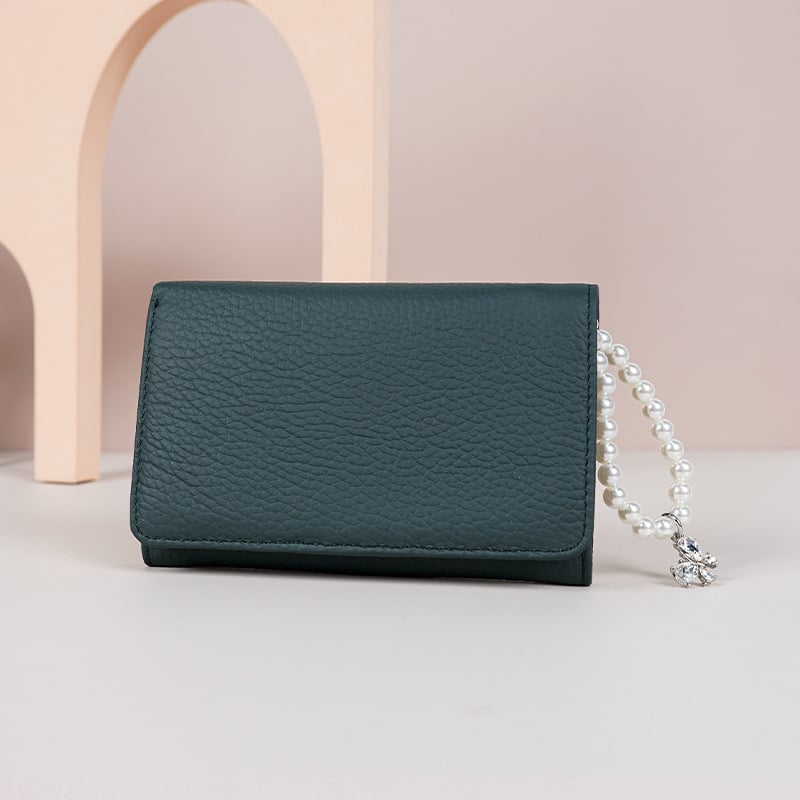 Portofel monede din nailon cu piele de vițel în stratul superior și microfibră; ultra-ușor; anti-furt; căptușeală din piele naturală; stil urban simplu