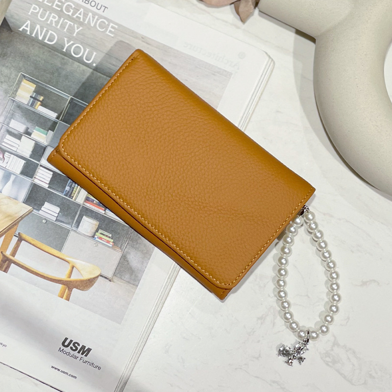 Portofel monede din nailon cu piele de vițel în stratul superior și microfibră; ultra-ușor; anti-furt; căptușeală din piele naturală; stil urban simplu