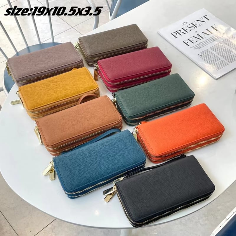 Portofel din piele naturală, piele de vită de top, două pliuri, stil urban minimalist, model 6927