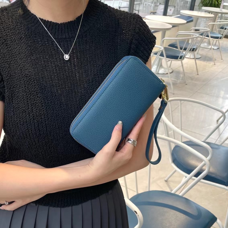 Portofel din piele naturală, piele de vită de top, două pliuri, stil urban minimalist, model 6927