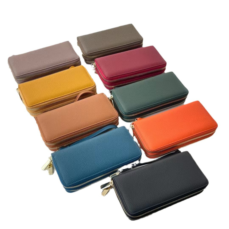 Portofel din piele naturală, piele de vită de top, două pliuri, stil urban minimalist, model 6927