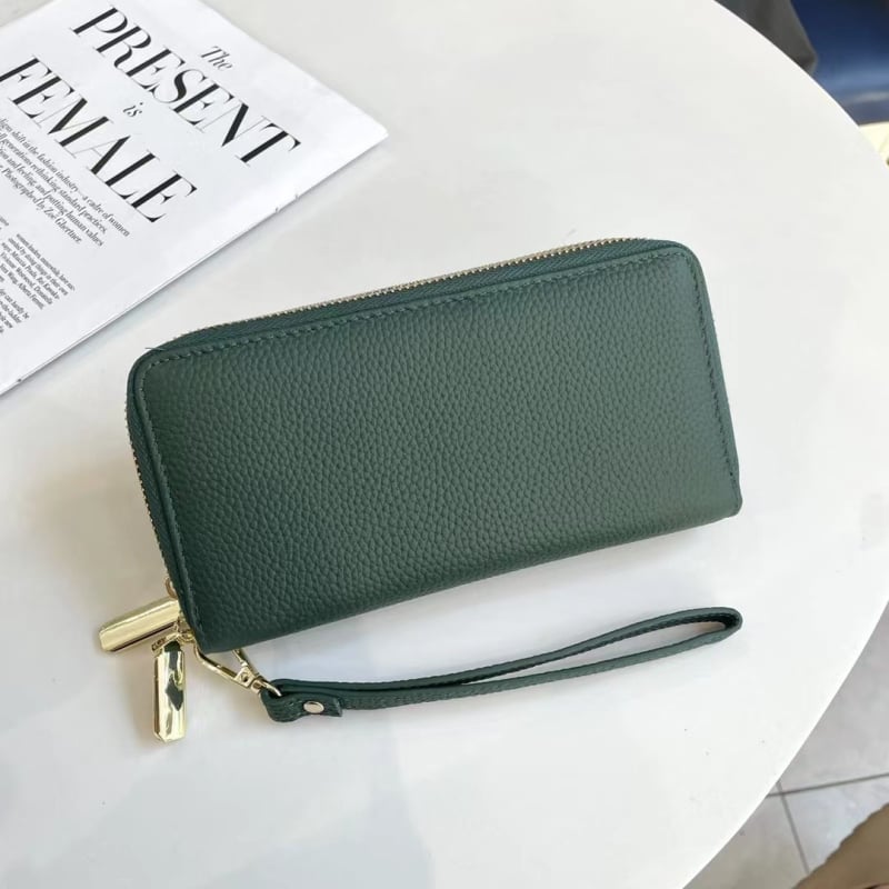 Portofel din piele naturală, piele de vită de top, două pliuri, stil urban minimalist, model 6927