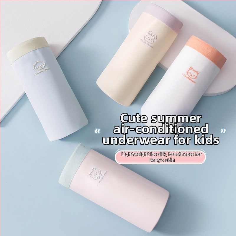 Безшевно детско бельо за момичета от ледено копринено плат, клас A, летен модел 2024