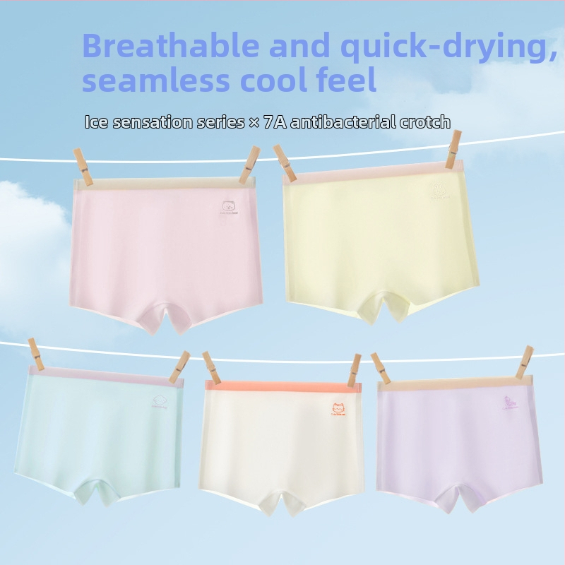 Lenjerie intimă pentru fetițe, fără cusături, din ice silk, Class A, vara 2024, pentru 3–8 ani