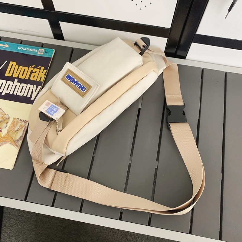 Geantă de piept pentru bărbați, nylon, stil de călătorie de agrement, model cu litere, căptușeală poliester