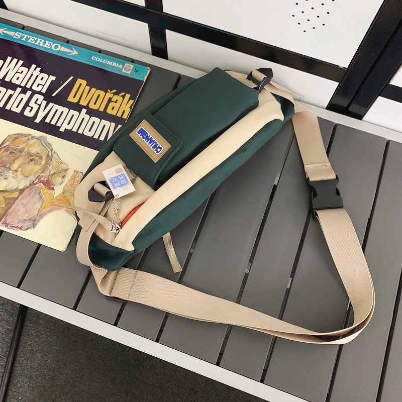 Geantă de piept pentru bărbați, nylon, stil de călătorie de agrement, model cu litere, căptușeală poliester