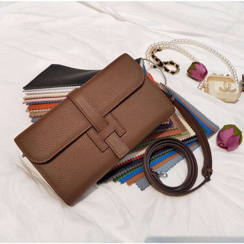 Portofel de damă din piele, din piele de calitate superioară, cu capacitate mare, textură lychee și căptușeală din poliester