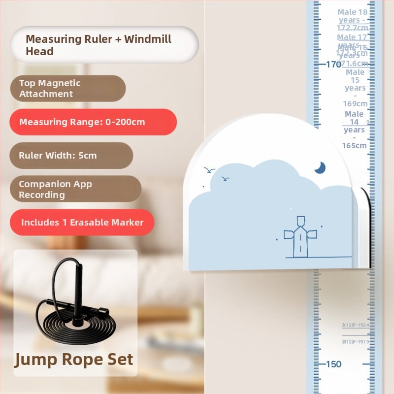 Gyermekek magasságmérő falikép – 3D Cartoon dizájn, PVC, vízálló, aranyos állatmintával, 1 darab