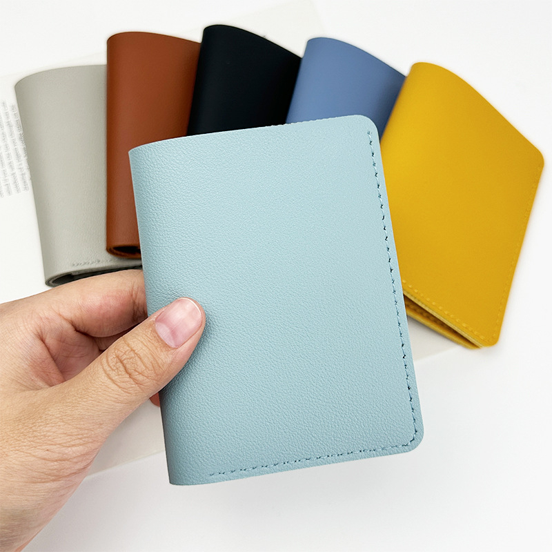 Holder pentru carduri din piele PU, anti-magnetic, cu 9 sloturi, subțire și compact