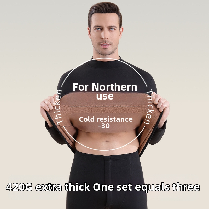 Uniszex lambswool termikus készlet, 420 g vastag, antibakteriális, kétszeres rétegű kötés, kapucnis felső