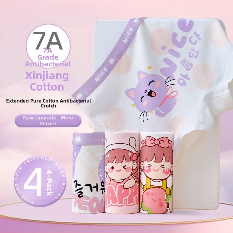 Boxeri pentru fete din bumbac 95%, model ușor de vară, pentru copii 3–8 ani (100–140 cm) și copii mai mari peste 140 cm.