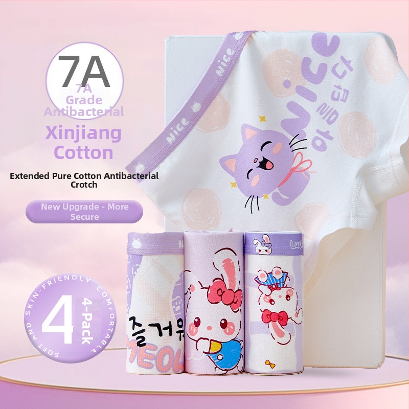 Boxeri pentru fete din bumbac 95%, model ușor de vară, pentru copii 3–8 ani (100–140 cm) și copii mai mari peste 140 cm.