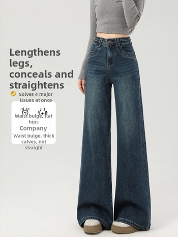 Jeansi evazați cu fleece, talie medie, denim gros, finisaj spălat, pentru femei