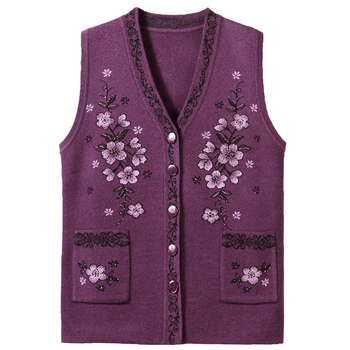 Idősek nőinek vékony kötött mellény – gyapjú-poliészter keverék kasmírral, őszi 2024