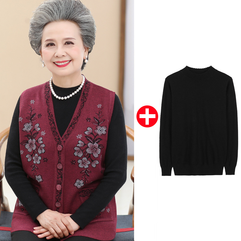 Idősek nőinek vékony kötött mellény – gyapjú-poliészter keverék kasmírral, őszi 2024