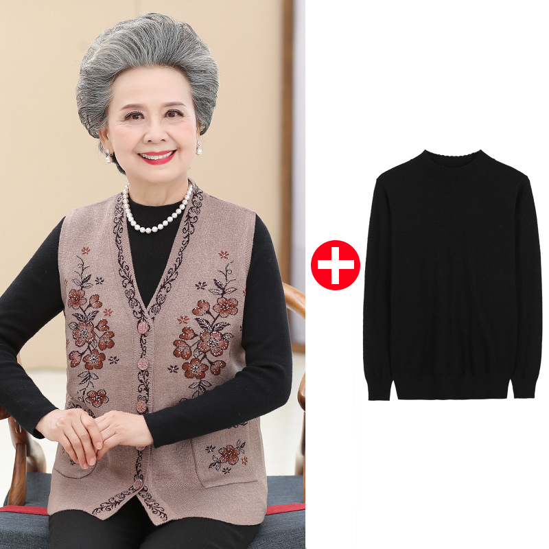 Idősek nőinek vékony kötött mellény – gyapjú-poliészter keverék kasmírral, őszi 2024