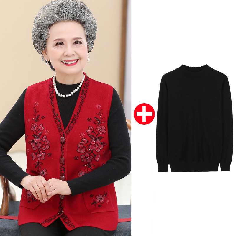 Idősek nőinek vékony kötött mellény – gyapjú-poliészter keverék kasmírral, őszi 2024