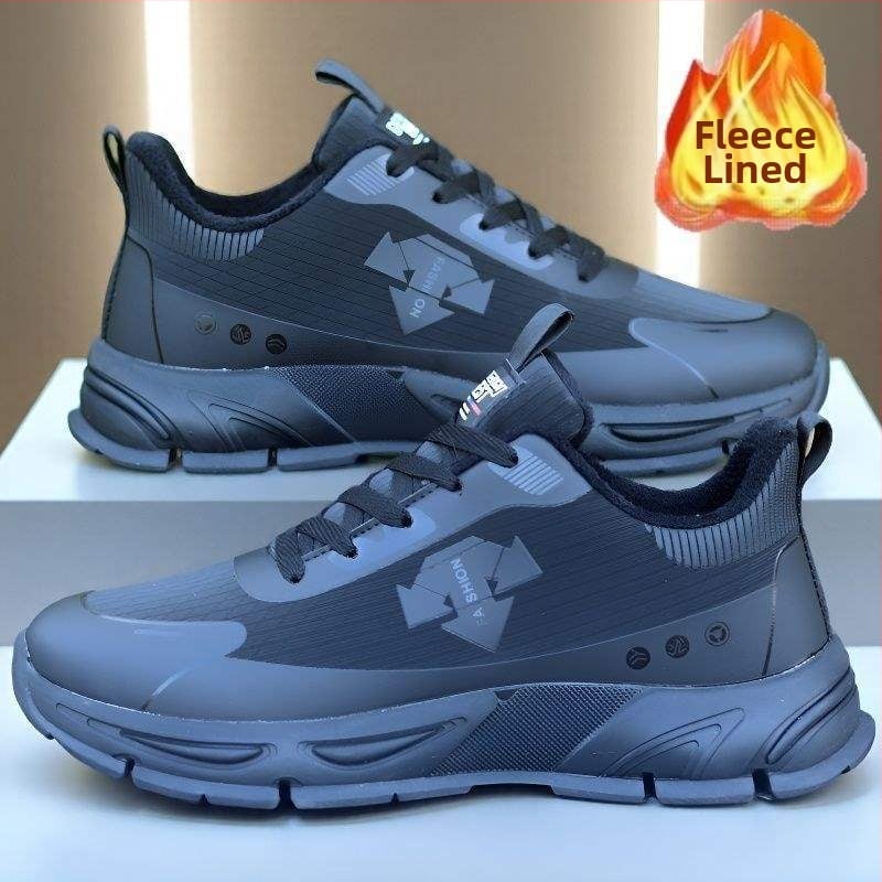 Pánske zimné tenisky z PU kože, vodeodolné, s plyšovou výstelkou