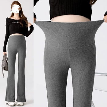 Παντελόνια εγκυμοσύνης σε κορεατικό στιλ, υψηλή μέση, μικροελαστικότητα, γραμμή Bell-Bottom για διαμόρφωση ποδιών, ύφασμα μίξης πολυεστέρα-βισκόζη (50–70% πολυεστέρα, <30% βισκόζη)