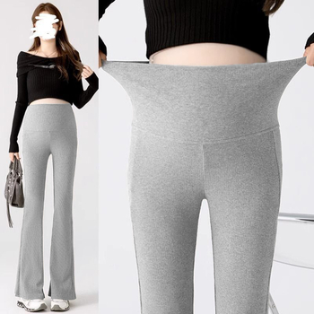 Παντελόνια εγκυμοσύνης σε κορεατικό στιλ, υψηλή μέση, μικροελαστικότητα, γραμμή Bell-Bottom για διαμόρφωση ποδιών, ύφασμα μίξης πολυεστέρα-βισκόζη (50–70% πολυεστέρα, <30% βισκόζη)