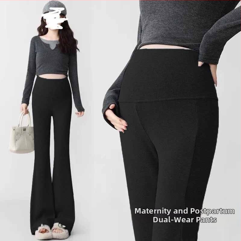 Παντελόνια εγκυμοσύνης σε κορεατικό στιλ, υψηλή μέση, μικροελαστικότητα, γραμμή Bell-Bottom για διαμόρφωση ποδιών, ύφασμα μίξης πολυεστέρα-βισκόζη (50–70% πολυεστέρα, <30% βισκόζη)