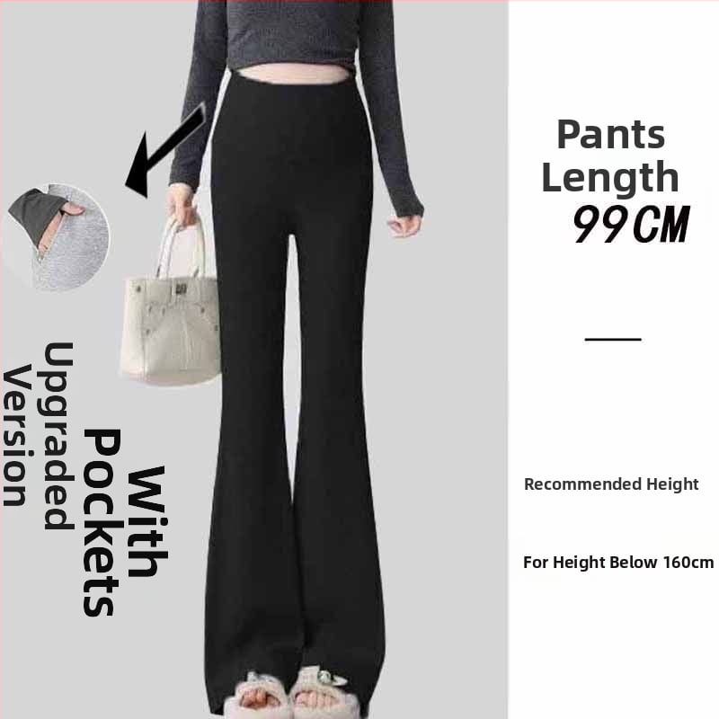 Παντελόνια εγκυμοσύνης σε κορεατικό στιλ, υψηλή μέση, μικροελαστικότητα, γραμμή Bell-Bottom για διαμόρφωση ποδιών, ύφασμα μίξης πολυεστέρα-βισκόζη (50–70% πολυεστέρα, <30% βισκόζη)