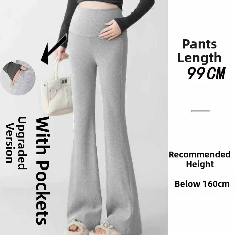 Παντελόνια εγκυμοσύνης σε κορεατικό στιλ, υψηλή μέση, μικροελαστικότητα, γραμμή Bell-Bottom για διαμόρφωση ποδιών, ύφασμα μίξης πολυεστέρα-βισκόζη (50–70% πολυεστέρα, <30% βισκόζη)