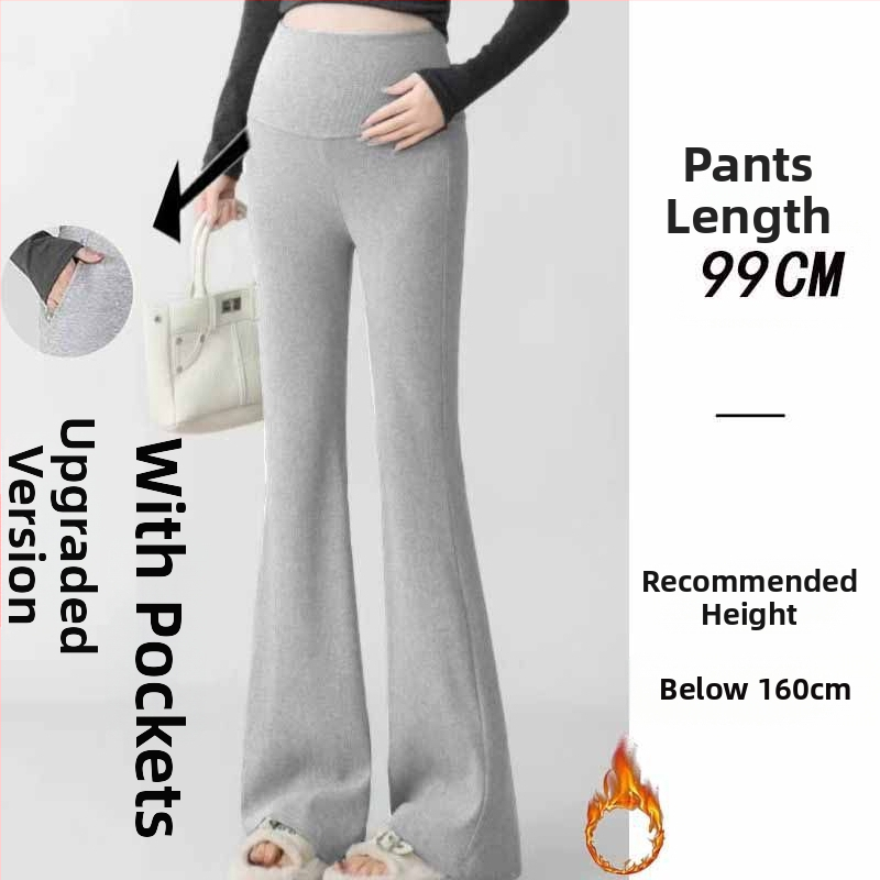 Παντελόνια εγκυμοσύνης σε κορεατικό στιλ, υψηλή μέση, μικροελαστικότητα, γραμμή Bell-Bottom για διαμόρφωση ποδιών, ύφασμα μίξης πολυεστέρα-βισκόζη (50–70% πολυεστέρα, <30% βισκόζη)