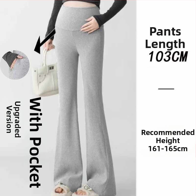 Παντελόνια εγκυμοσύνης σε κορεατικό στιλ, υψηλή μέση, μικροελαστικότητα, γραμμή Bell-Bottom για διαμόρφωση ποδιών, ύφασμα μίξης πολυεστέρα-βισκόζη (50–70% πολυεστέρα, <30% βισκόζη)