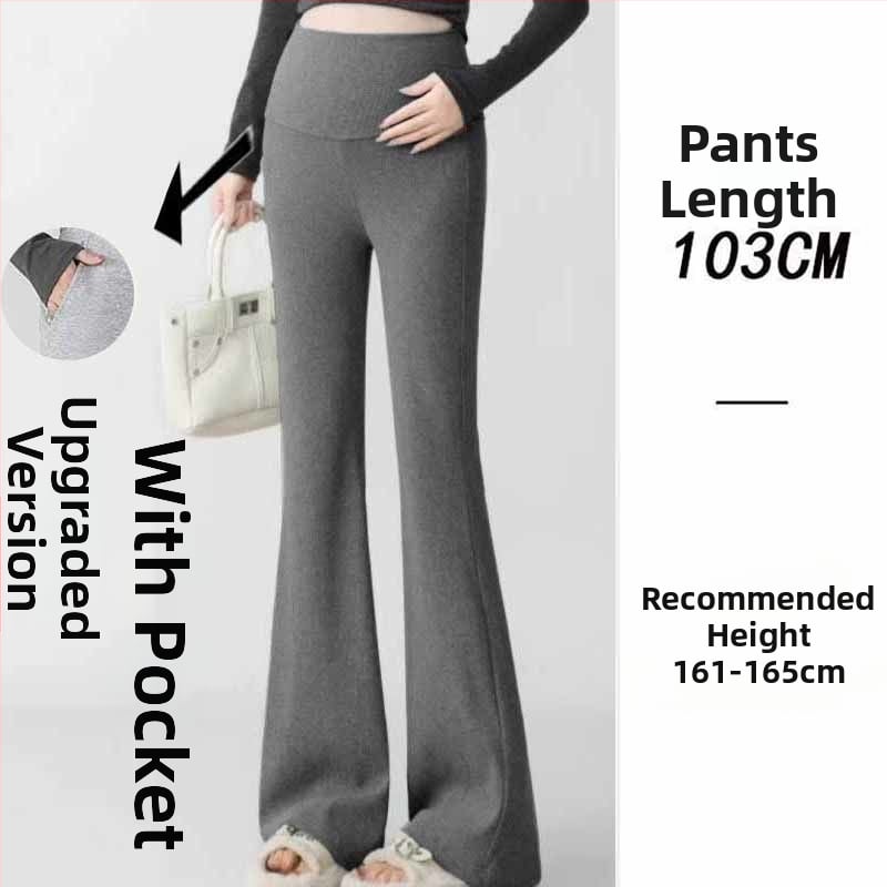 Παντελόνια εγκυμοσύνης σε κορεατικό στιλ, υψηλή μέση, μικροελαστικότητα, γραμμή Bell-Bottom για διαμόρφωση ποδιών, ύφασμα μίξης πολυεστέρα-βισκόζη (50–70% πολυεστέρα, <30% βισκόζη)