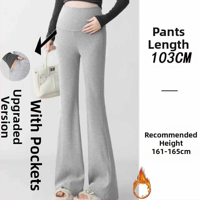 Παντελόνια εγκυμοσύνης σε κορεατικό στιλ, υψηλή μέση, μικροελαστικότητα, γραμμή Bell-Bottom για διαμόρφωση ποδιών, ύφασμα μίξης πολυεστέρα-βισκόζη (50–70% πολυεστέρα, <30% βισκόζη)