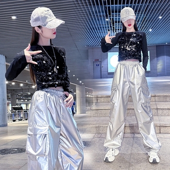 Női rövid utcai tánc öltözet-szett, jazz/hip-hop gyakorlására – ősz 2025, pamutkeverék 50–70% + más anyag <30%