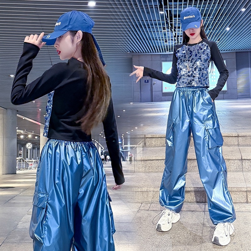 Női rövid utcai tánc öltözet-szett, jazz/hip-hop gyakorlására – ősz 2025, pamutkeverék 50–70% + más anyag <30%