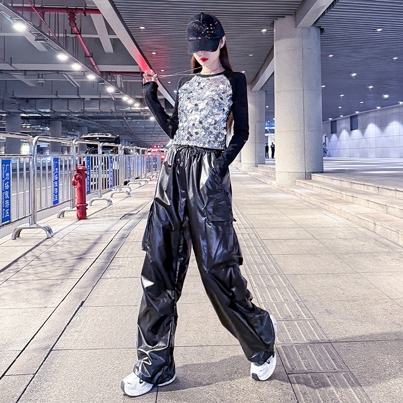 Női rövid utcai tánc öltözet-szett, jazz/hip-hop gyakorlására – ősz 2025, pamutkeverék 50–70% + más anyag <30%