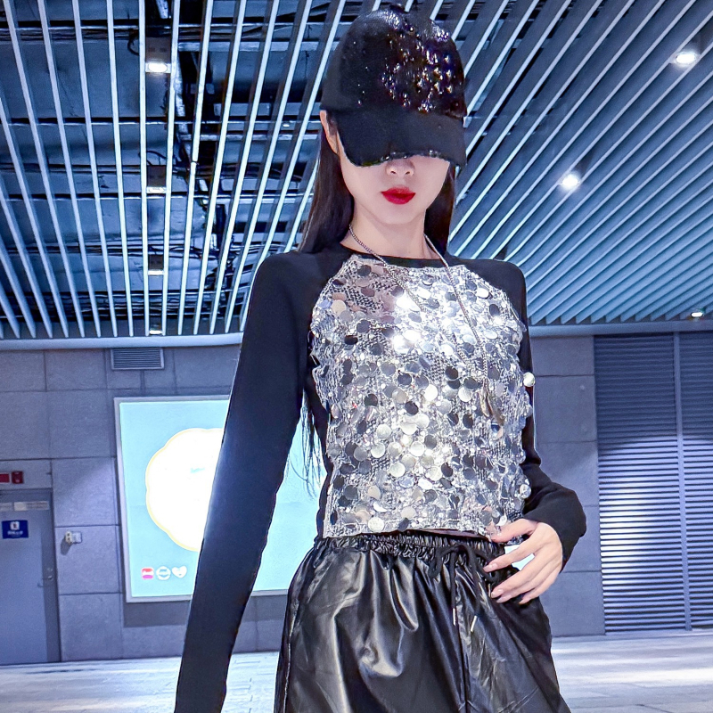 Női rövid utcai tánc öltözet-szett, jazz/hip-hop gyakorlására – ősz 2025, pamutkeverék 50–70% + más anyag <30%