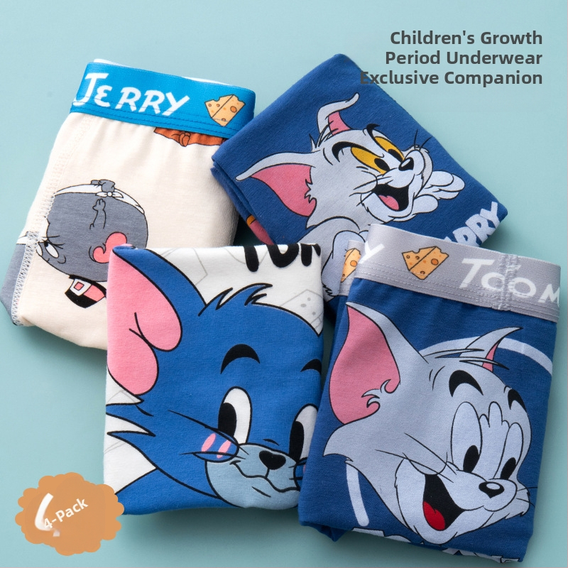 Chiloți pentru copii din bumbac cu imprimeu animație, 95% bumbac + 5% elastan, pentru copii peste 8 ani