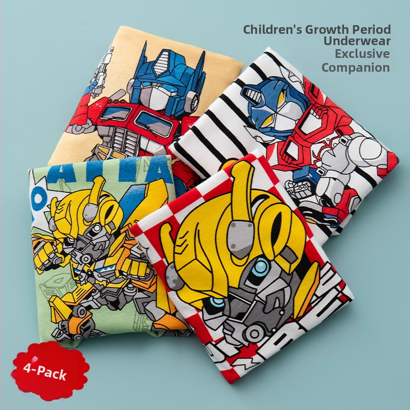 Chiloți pentru copii din bumbac cu imprimeu animație, 95% bumbac + 5% elastan, pentru copii peste 8 ani